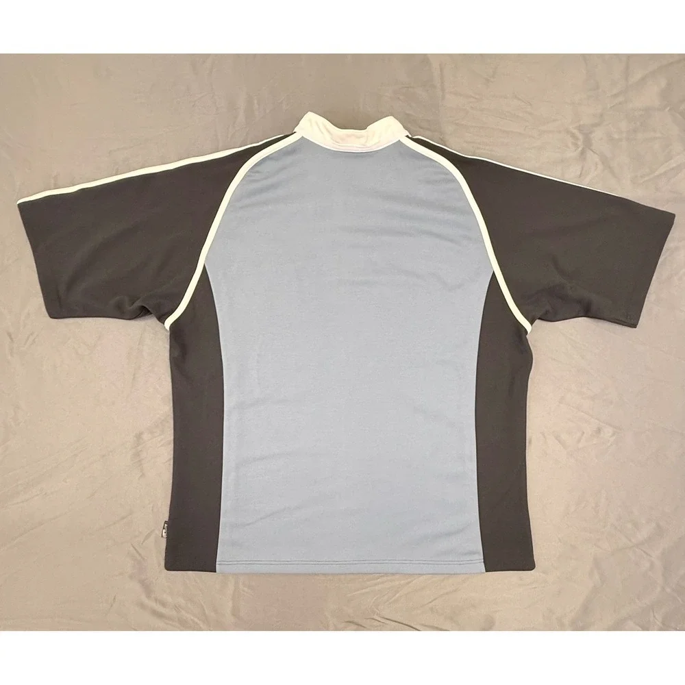 Vintage‎ Adidas New Zealand All Blacks Rugby Polo Shirt Blue Black Mens 2XL 2002